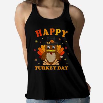 Happy Turkey Day Shirt Cute Turkey Thanksgiving Boy Girl Kid Women Flowy Tank | Crazezy DE