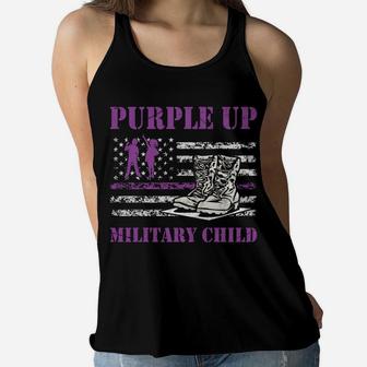 I Purple Up Month Of Military Child Kids Army Us Flag Retro Sweatshirt Women Flowy Tank | Crazezy UK