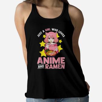 Just A Girl Who Loves Anime And Ramen Bowl Japanese Noodles Women Flowy Tank | Crazezy DE