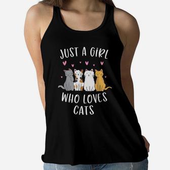 Just A Girl Who Loves Cats Cute Cat Lover Women Flowy Tank | Crazezy DE