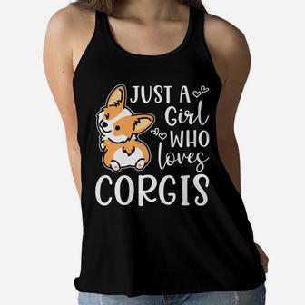 Just A Girl Who Loves Corgis Cute Corgi Women Flowy Tank | Crazezy