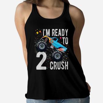 Kids 2Nd Birthday Boy Shirt 2 Year Old Monster Truck Car T Shirt Women Flowy Tank | Crazezy