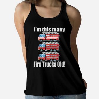 Kids 3Rd Birthday Shirt Boy I'm This Many Fire Trucks Old Gift Women Flowy Tank | Crazezy UK