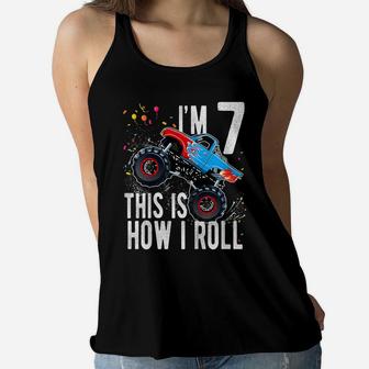 Kids 7 Year Old Shirt 7Th Birthday Boy Monster Truck Car T Shirt Women Flowy Tank | Crazezy AU