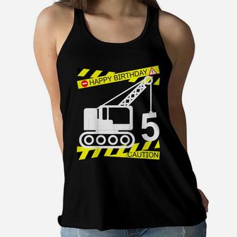 Kids Boys Truck Theme 5Th Birthday Gift T Shirt For Age 5 Yr Old Women Flowy Tank | Crazezy
