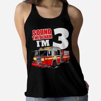 Kids Fire Truck 3Rd Birthday T Shirt 3 Boy Toddler Firefighter Women Flowy Tank | Crazezy