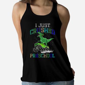 Kids I Just Crushed Pre School Monster Truck T-Rex Dinosaur Women Flowy Tank | Crazezy