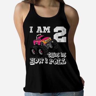Kids Kids 2 Years Old 2Nd Birthday Monster Truck Car Shirt Girl Women Flowy Tank | Crazezy