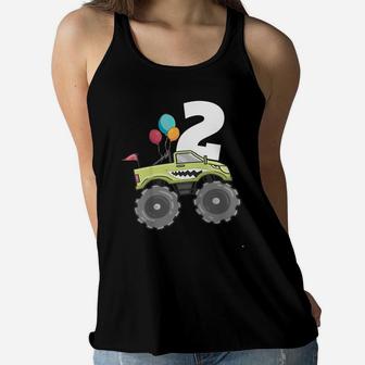 Kids Monster Truck 2Nd Birthday Shirt Boy 2 Year Old Gift Tee Women Flowy Tank | Crazezy UK