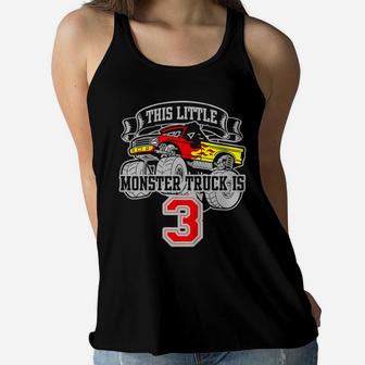 Kids Monster Truck 3Rd Birthday This Little Monster Trucks Women Flowy Tank | Crazezy UK