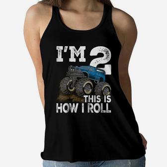 Kids Monster Truck Rally 2Nd Birthday Party Shirt - Second Bday Women Flowy Tank | Crazezy DE