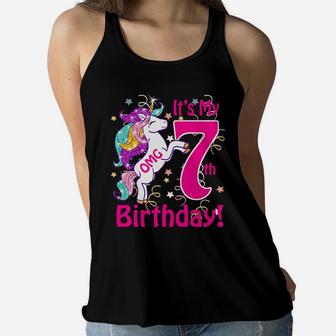 Kids OMG It's My 7Th Birthday Girls Unicorn 7 Years Old Outfit Women Flowy Tank | Crazezy