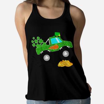 Kids Saint Patricks Day Gift For Monster Truck Lover Boy Shamrock Women Flowy Tank | Crazezy CA