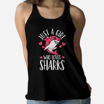 Kids Shark Just A Girl Who Loves Sharks Funny Shark Lover Gift Women Flowy Tank | Crazezy UK