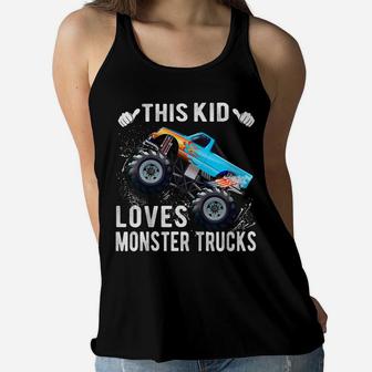 Kids This Kid Loves Monster Trucks Boys And Girls Gift Women Flowy Tank | Crazezy UK