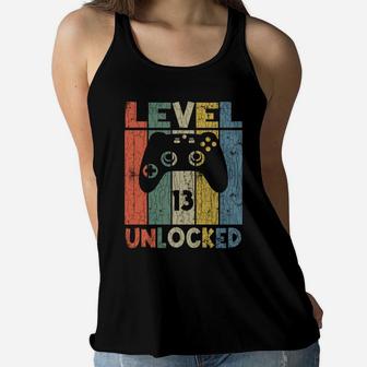 Level 13 Unlocked Gamer Birthday Funny Boy Girl Cute Graphic Women Flowy Tank | Crazezy DE