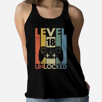 Level 18 Unlocked Tshirt 18Th Video Gamer Birthday Boy Gifts Women Flowy Tank | Crazezy CA