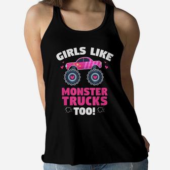 Monster Trucks Girls Like - Cute Monster Truck Lover Gift Women Flowy Tank | Crazezy CA
