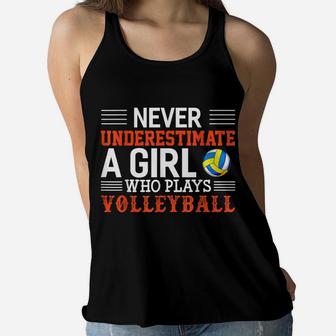 Never Underestimate A Girl Who Plays Volleyball Women Flowy Tank | Crazezy UK