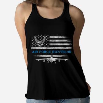 Proud Air Force Boyfriend Shirt Veteran Flag Gift For Mens Women Flowy Tank | Crazezy AU