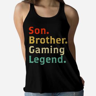 Son Brother Gaming Legend Gamer Gifts For Teen Boys Gaming Women Flowy Tank | Crazezy UK