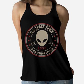 Space Force Alien Liaison Officer Gift Men, Women Or Kids Women Flowy Tank | Crazezy