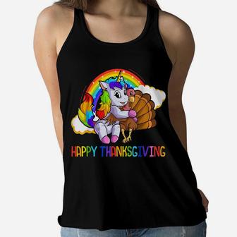 Unicorn Thanksgiving Shirt For Girls Pilgrim Cute Turkey Women Flowy Tank | Crazezy