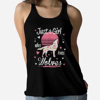 Wolf Shirt Just A Girl Who Loves Wolves Women Flowy Tank | Crazezy CA