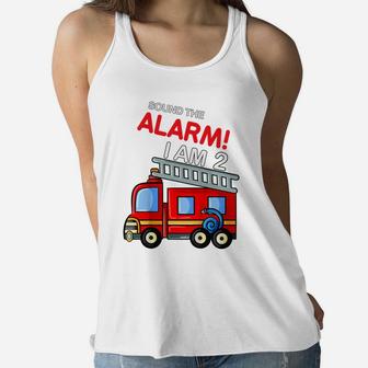 Kids 2Nd Birthday Boys Fire Truck Firefighter Women Flowy Tank | Crazezy CA