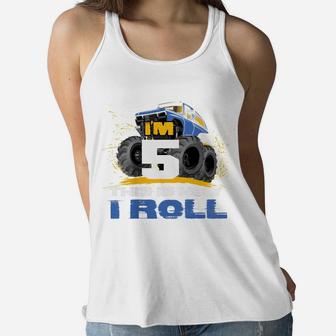 Kids I'm 5 Years Old This Is How I Roll Monster Trucks Women Flowy Tank | Crazezy UK