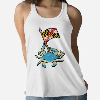 Maryland State Flag Blue Crab Crabbing Shirt Men Women Kids Sweatshirt Women Flowy Tank | Crazezy UK