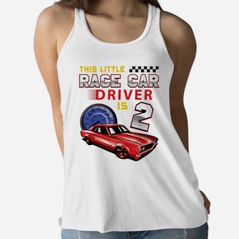 Race Car 2Nd Birthday Toddler Boy Racing 2 Year Old Women Flowy Tank | Crazezy CA