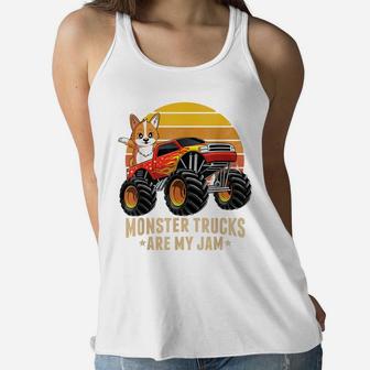 Vintage Monster Truck Corgi Dog Retro Sunset Boys Kids Gift Women Flowy Tank | Crazezy