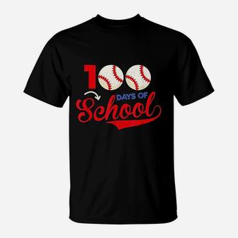100 Days Of School Apparel 100th Day Baseball Teacher T-Shirt | Crazezy