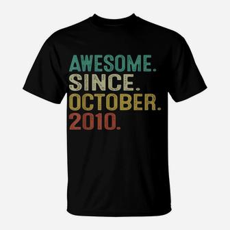11 Years Old Awesome Since October 2010 11Th Birthday Gift T-Shirt | Crazezy
