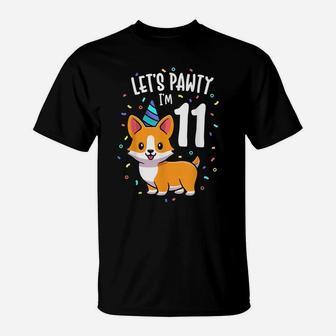 11 Years Old Corgi Dog Lover 11Th Birthday Party Outfit Kid T-Shirt | Crazezy CA