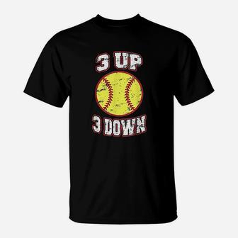3 Up 3 Down Softball Fun Cute For Moms Dads Gifts T-Shirt | Crazezy
