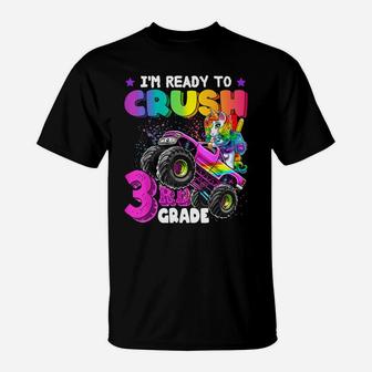 3Rd Grade Unicorn Monster Truck Back To School Gift Girls T-Shirt | Crazezy
