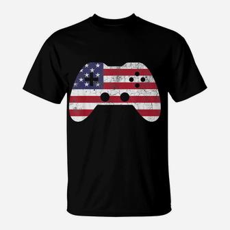 4Th Of July T Shirt Gift Video Game Gamer Kids Boys Men USA T-Shirt | Crazezy