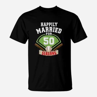 50th Wedding Anniversary Baseball Couple T-Shirt | Crazezy