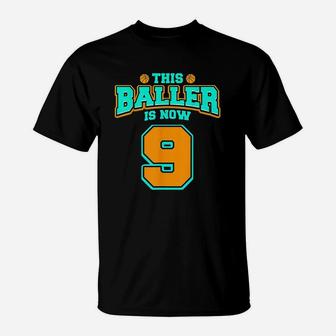 9th Birthday For Boys Basketball 9 Years Old Gift T-Shirt | Crazezy AU