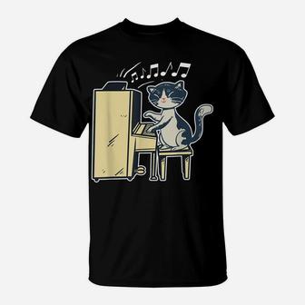 A Cute Cat Playing The Piano Funny Pianist T-Shirt | Crazezy AU
