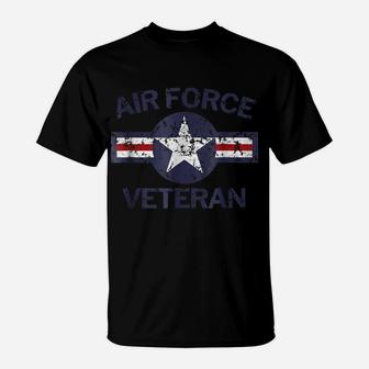 Air Force Veteran With Vintage Roundel Grunge T-Shirt | Crazezy