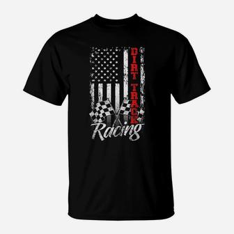 American Flag Dirt Track Racing Car Bike Driver Racer Gift T-Shirt | Crazezy