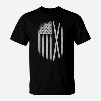 American Flag Drumsticks Usa Drummers Vintage Drum Sticks T-Shirt | Crazezy