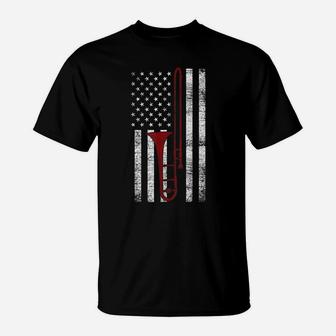 American Flag Musical Instrument Usa Pride Trombone T-Shirt | Crazezy UK