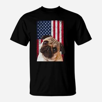 American Flag Pug Dog Lover Funny 4Th Of July Dog Sweatshirt T-Shirt | Crazezy DE
