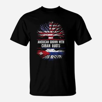 American Grown With Cuban Roots Usa Flag Cuba T-Shirt | Crazezy UK