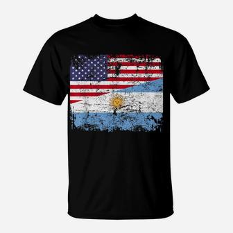 Argentinian Roots | Half American Flag | Usa Argentina Flag T-Shirt | Crazezy