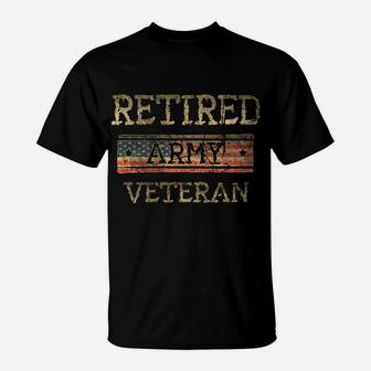 Army Retired Veteran Army American Flag Veteran Retirement Sweatshirt T-Shirt | Crazezy